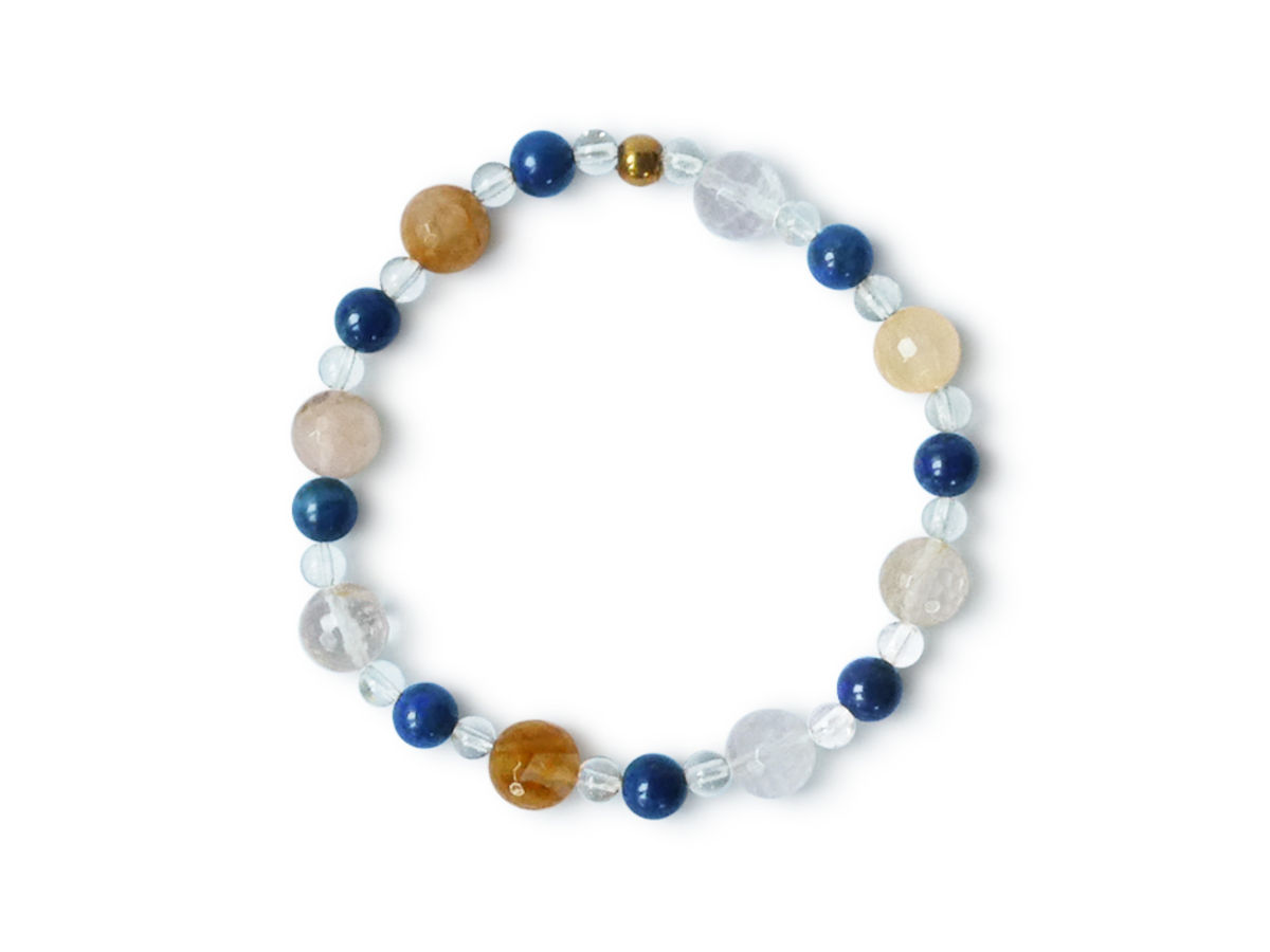 Armband Uranus-Lapislazuli-Bergkristall-Eisenkiesel